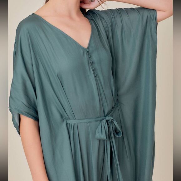 Mustard Seed V-Neck Bottom up draped jumpsuit - Picture 3 of 5